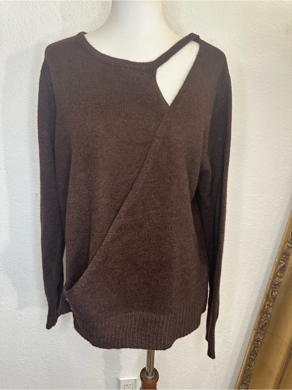 NWT Cupshe In The Know Wool Blend Faux Wrap Knit Sweater Size Large - Picture 5 of 9
